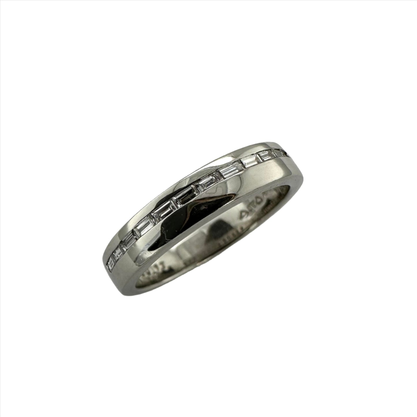 Baguette Cut Diamond Wedding Band in Platinum. Henry D Johnstone Jewellers. Alderley Edge, Poynton, Cheshire.