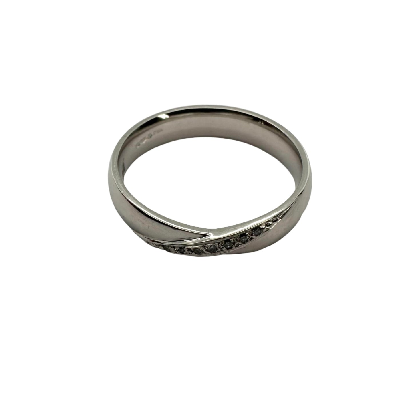 Diamond set platinum crossover ring