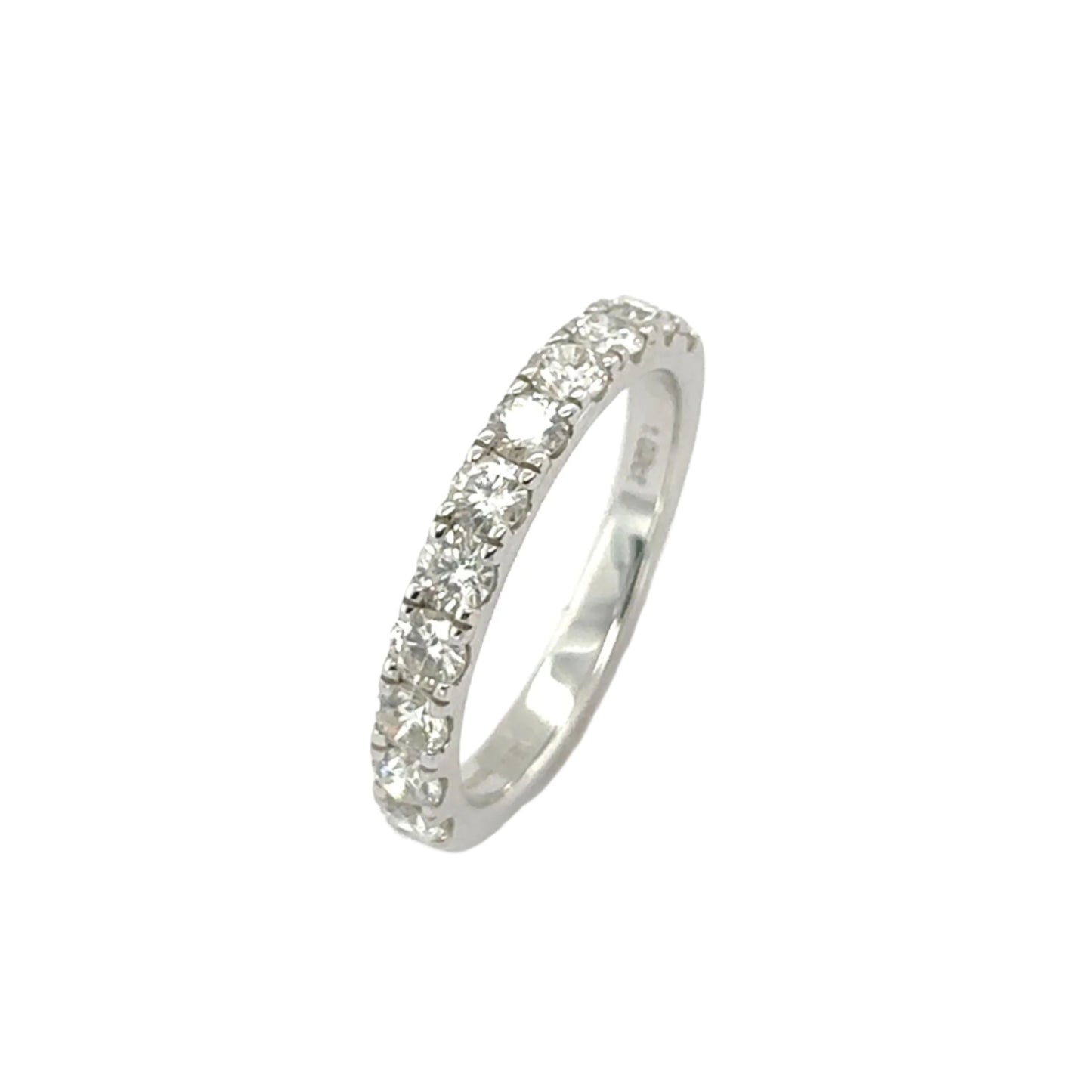 18ct white gold brilliant cut diamond claw set half eternity ring - 1.00ct