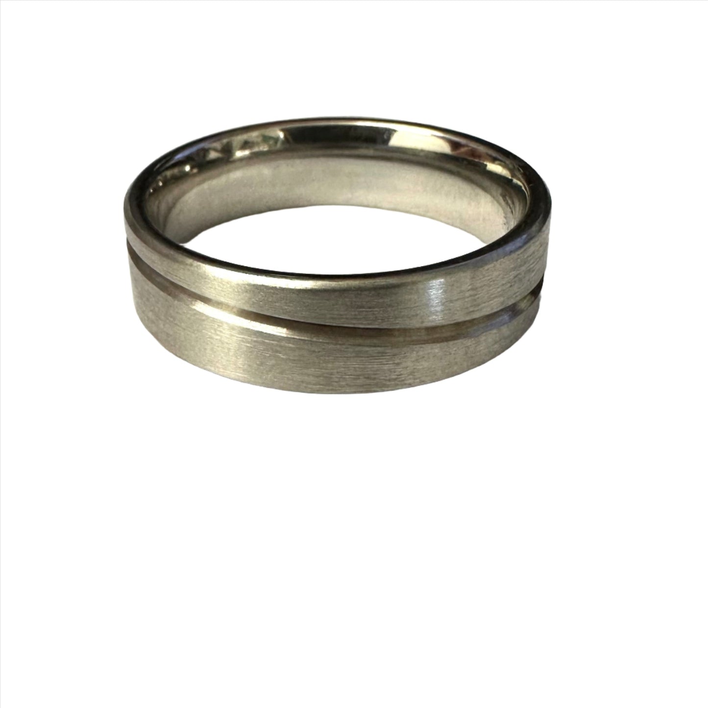 6.0mm Palladium Grooved Men's Wedding Ring