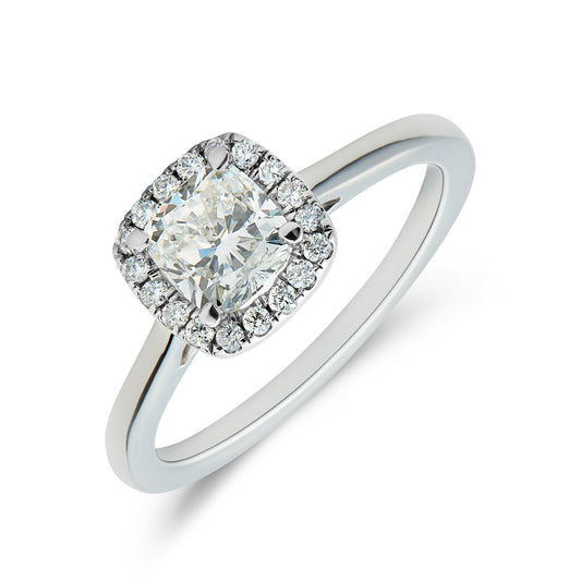 Henry D Johnstone Jewellers Platinum cushion cut engagement ring. Alderley Edge and Poynton Cheshire.