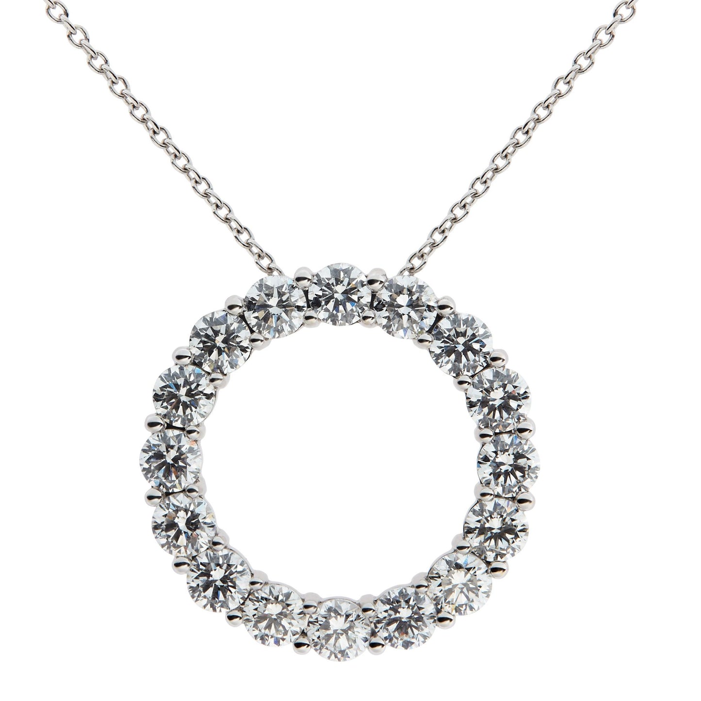 18ct White Gold Brilliant Cut Diamond Open Circle Design Pendant and chain. Henry D Johnstone Jewellers, Alderley Edge, Poynton, Cheshire.
