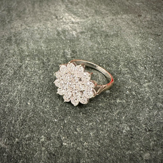 Pre-Owned: 18ct white gold diamond flower cluster ring - 1.90ct