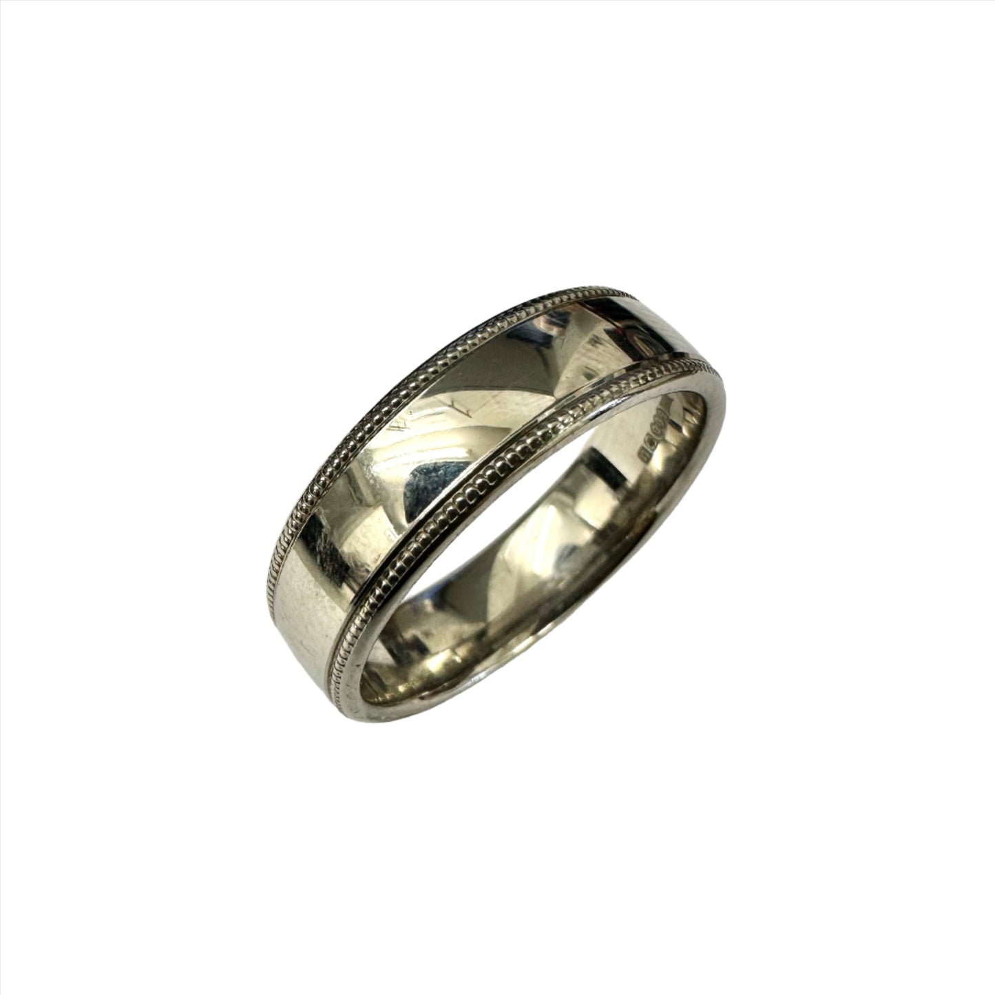 Palladium Ring with Grained Edge