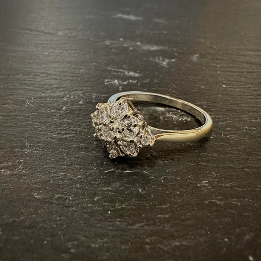 Pre-Owned: Precious white metal diamond cluster ring - 0.50ct