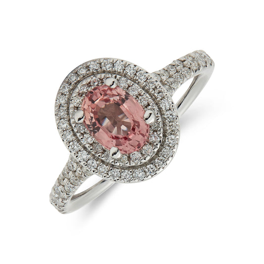 Romantic Peach Sapphire Engagement Ring