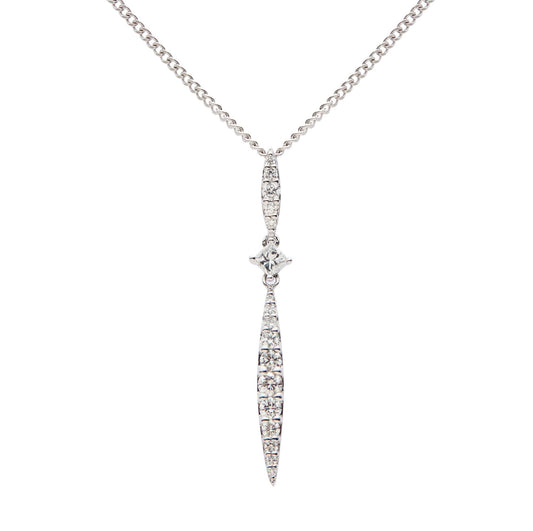 18ct white gold pendant graduated diamond drop 'Flare' pendant - 0.36ct