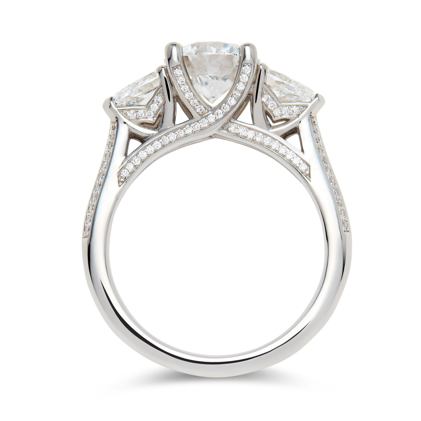 Bespoke platinum round brilliant & pear cut diamond trilogy ring - 2.42ct.