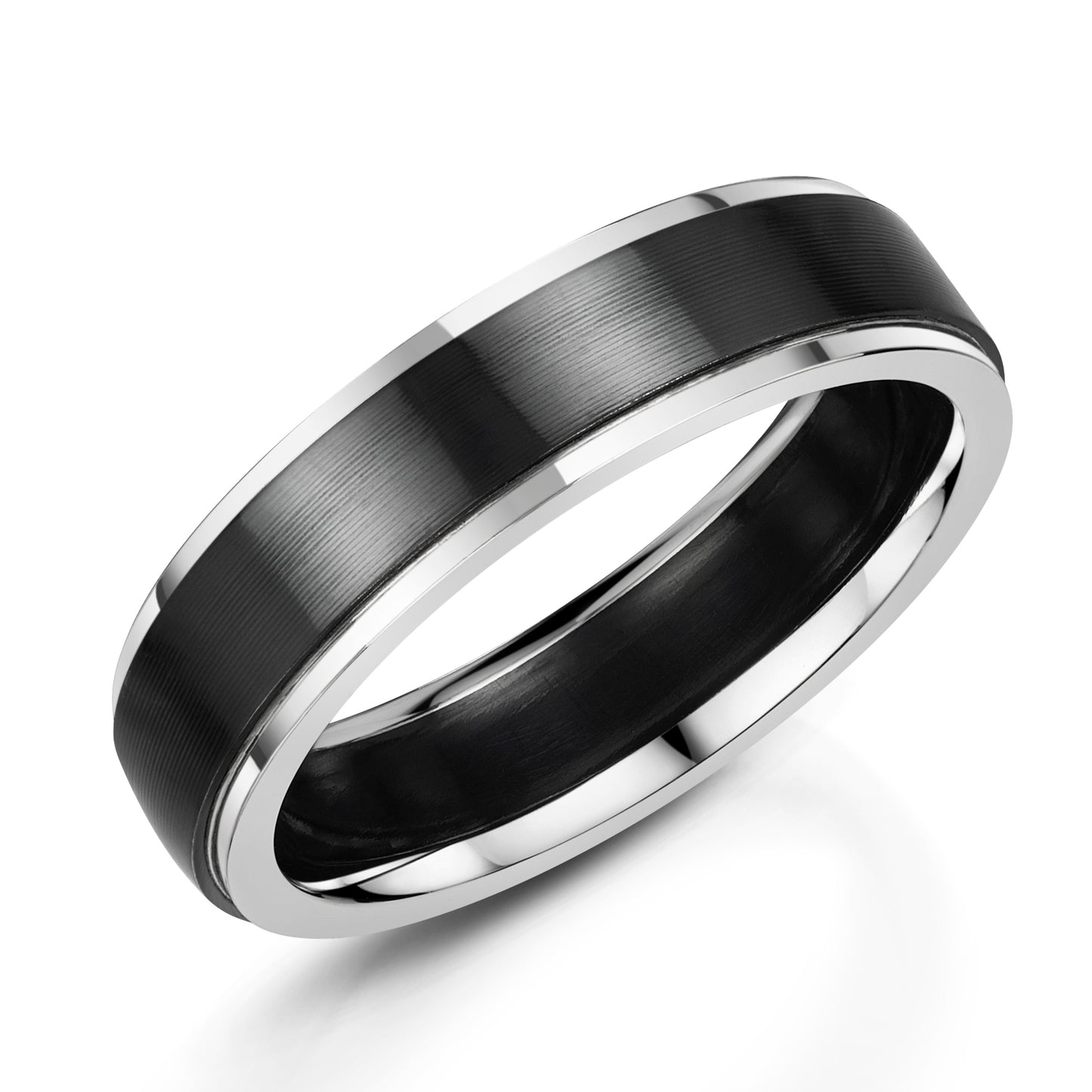 White gold and black zirconium weddingring