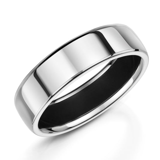 Platinum and black zirconium wedding ring