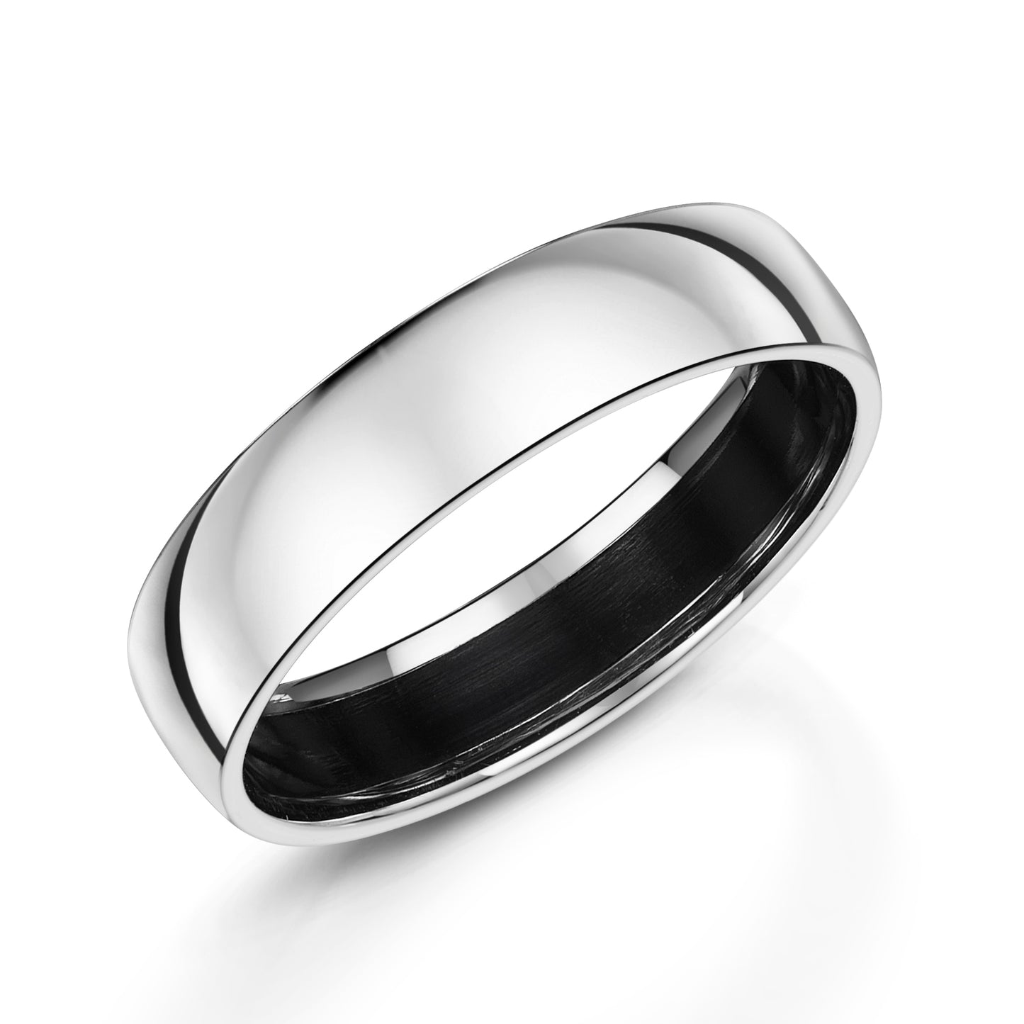 Platinum and Black Zirconium Reverse Inlay 6.0mm Court Wedding Band 