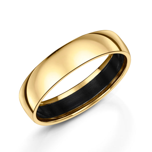 9ct Gold and Black Zirconium Wedding Ring, Henry D Johnstone Jewellers Alderley Edge & Poynton