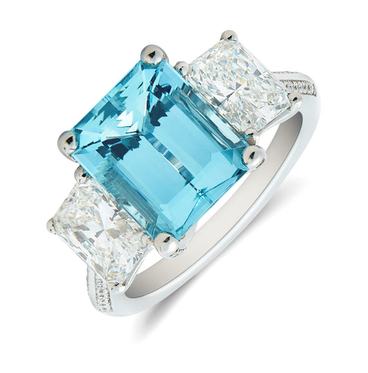 Bespoke Aquamarine and Diamond Ring