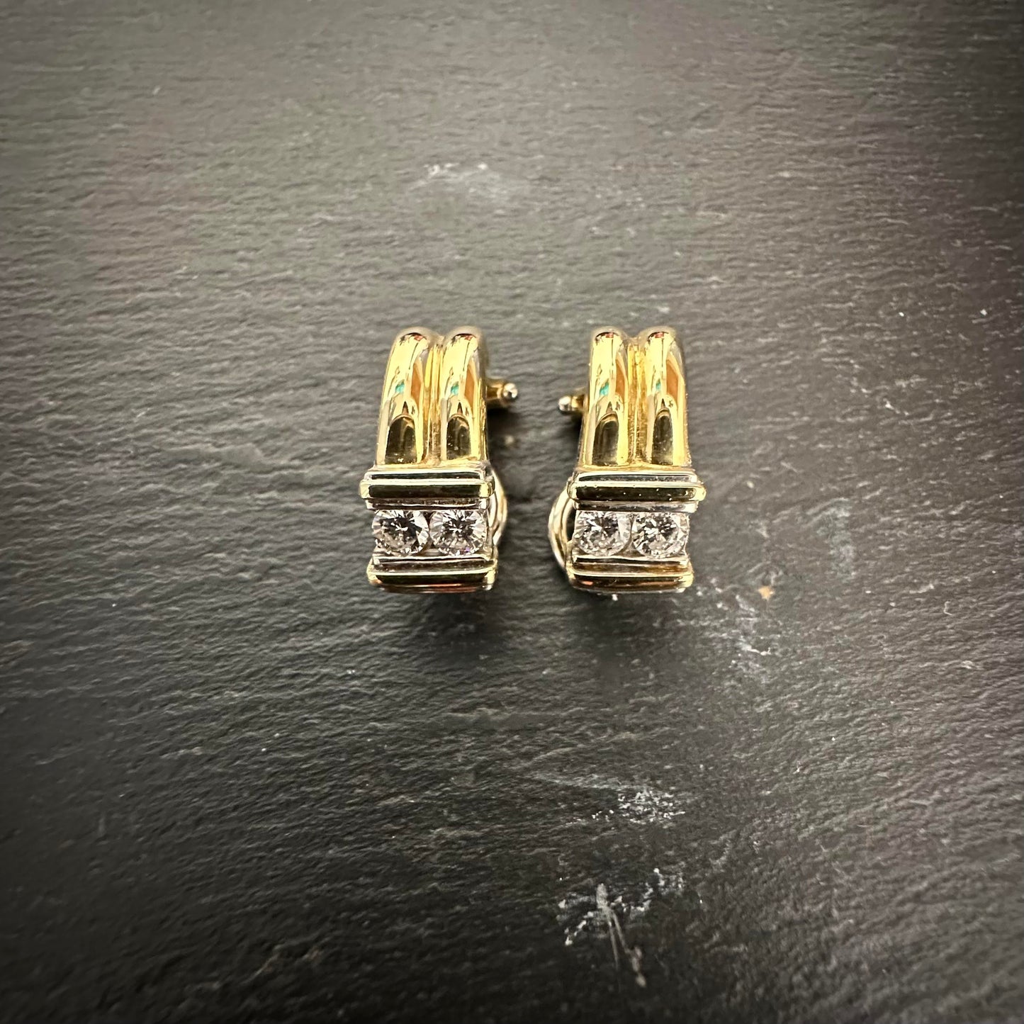 Pre-Owned: Precious yellow metal 'Cuff' clip on diamond set earrings - 0.50ct