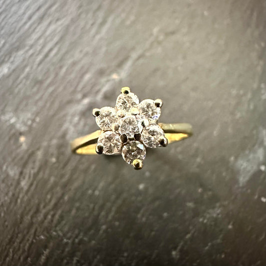 Pre-Owned: 18ct yellow gold & round brilliant cut diamond set cluster ring - 0.30ct
