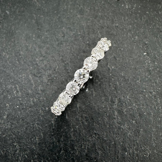 Pre-Owned: Platinum & round brilliant cut diamond set eternity ring - Full hoop.