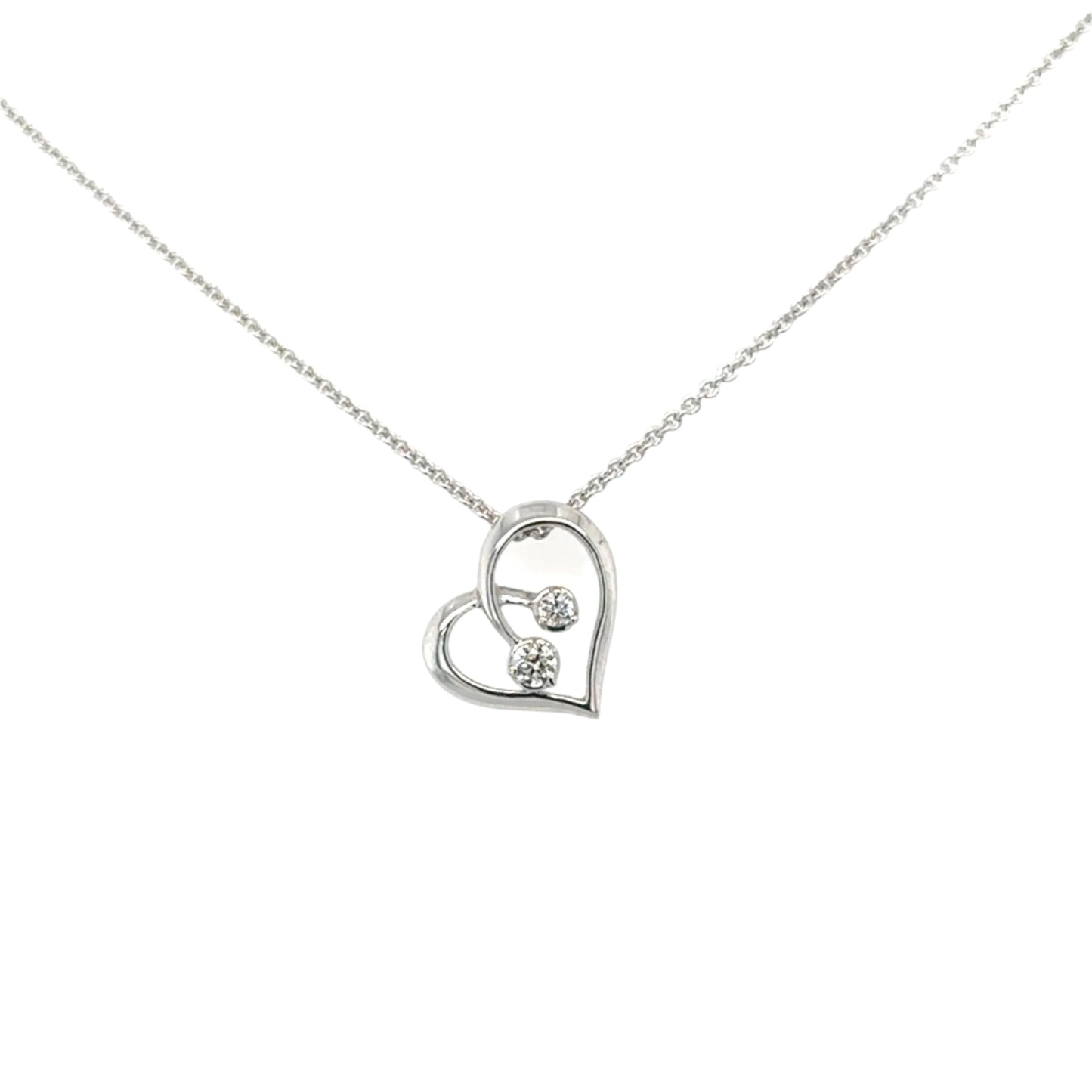 One 9ct white gold diamond set open heart pendant