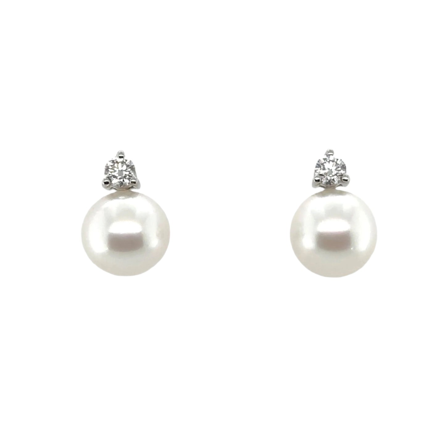 18ct white gold South Sea pearl and diamond stud earrings - 0.40ct