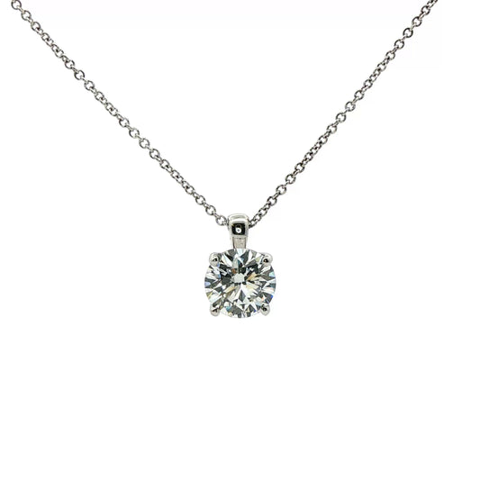 LAB GROWN: One platinum brilliant cut diamond four claw 'Tulip' pendant - 2.03ct