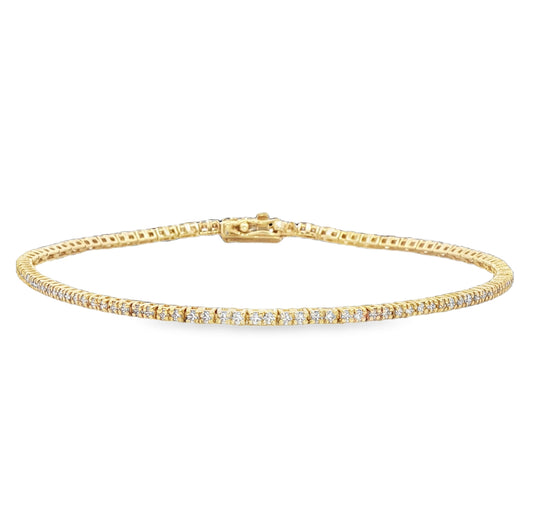 18ct Yellow Gold Brilliant Cut Diamond Four Claw Set Bracelet - 0.90ct