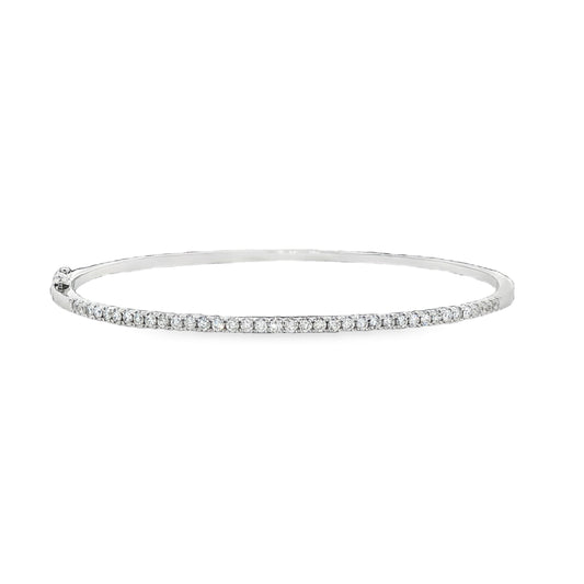 9ct White Gold Diamond Set Oval Bangle - 0.51ct