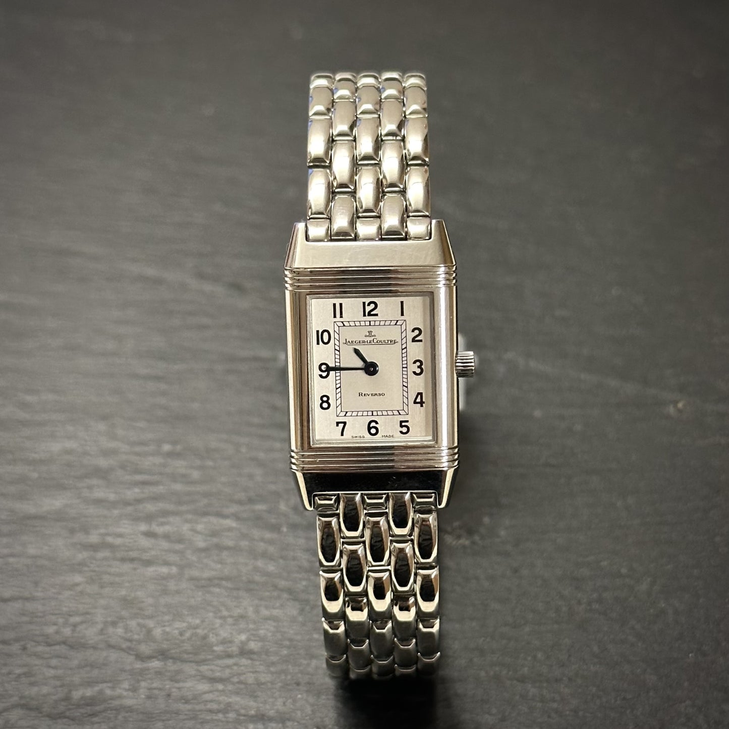 Jaeger Le Coultre stainless steel ladies automatic bracelet watch. Henry D Johnstone Jewellers. Alderley Edge, Poynton, Cheshire.