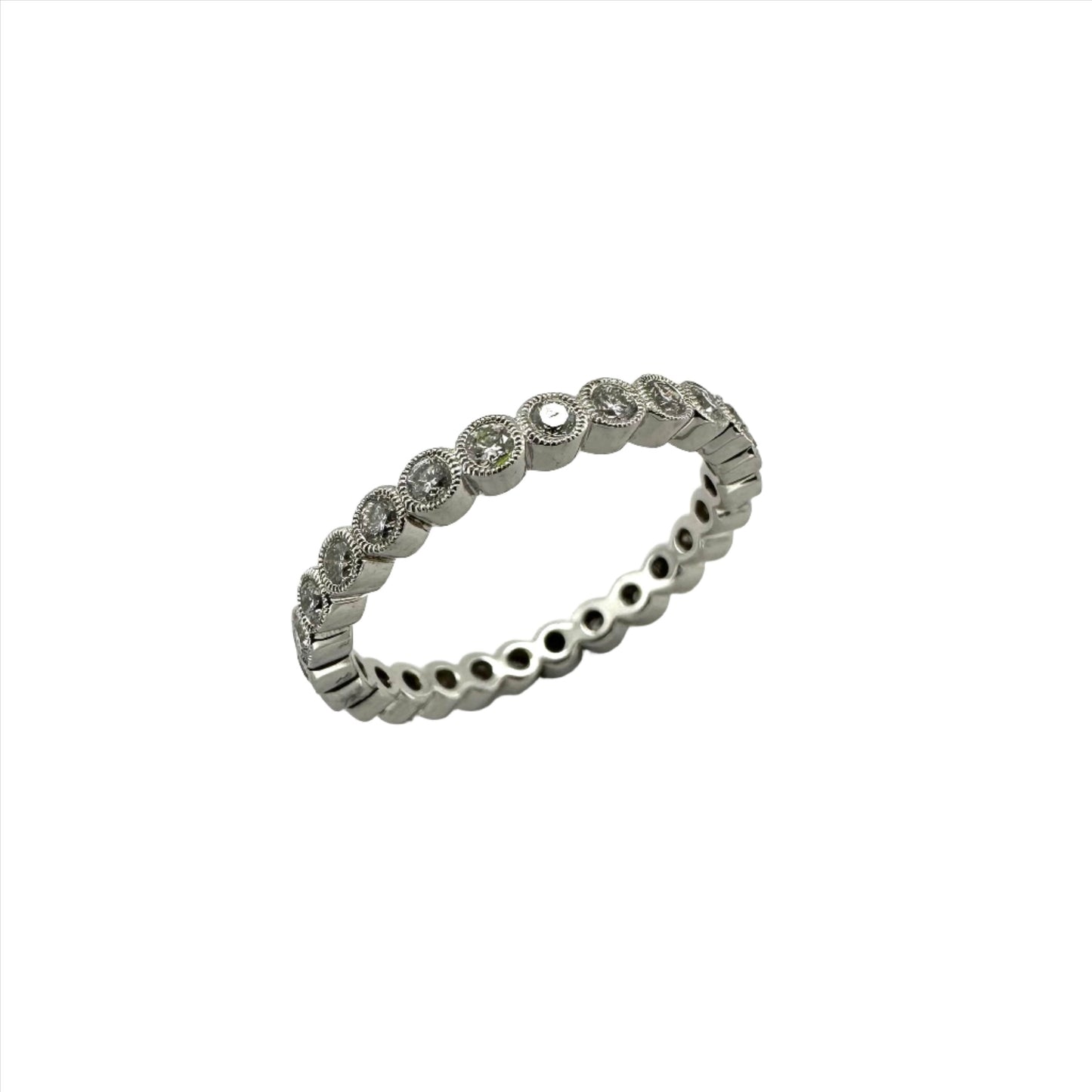 2.4mm Diamond Wedding Band with Milligrain Edging. Henry D Johnstone Jewellers. Alderley Edge, Poynton, Cheshire.