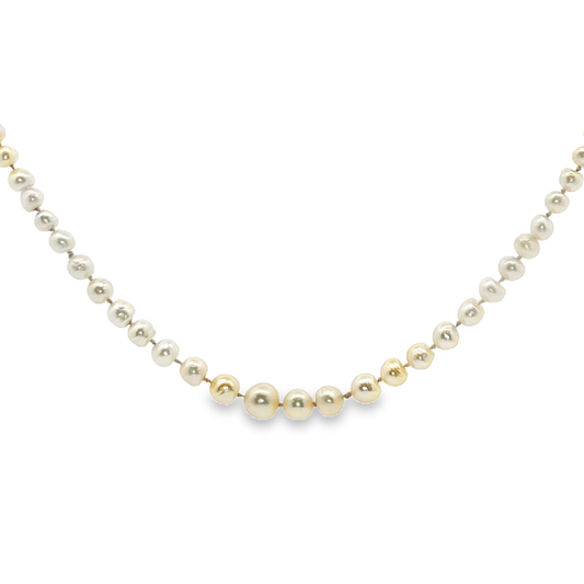 Pre-Owned: Natural Salt Water Pearl Necklace on Diamond Set Clasp.