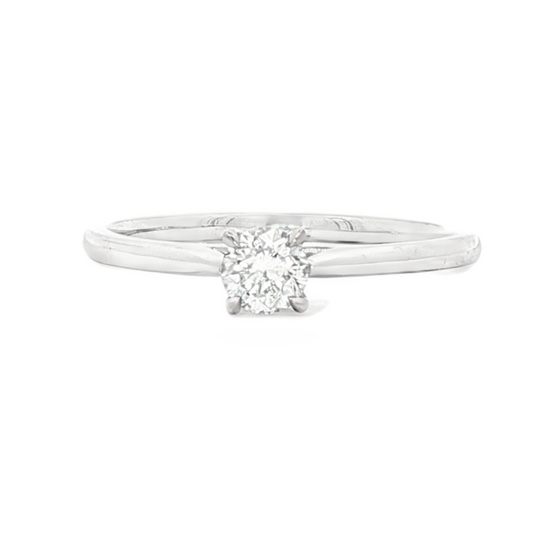 18ct White Gold Round Brilliant Cut Solitaire Ring - 0.30ct