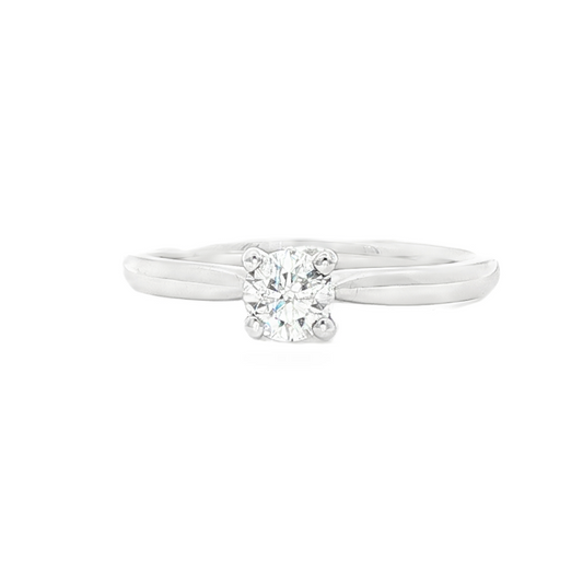 18ct White Gold Round Brilliant Cut Diamond Solitaire Ring - 0.33ct