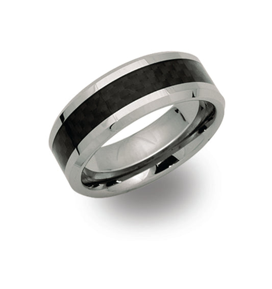 Tungsten Carbide & Carbon Fibre Wedding Band. Henry D Johnstone Jewellers. Alderley Edge, Poynton, Cheshire.