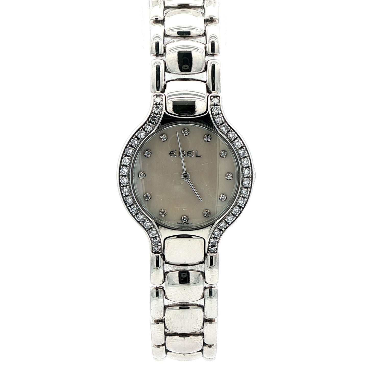 Pre-Owned: Stainless Steel Ebel 'Beluga' Quartz Bracelet Watch With Diamond Set Bezel.