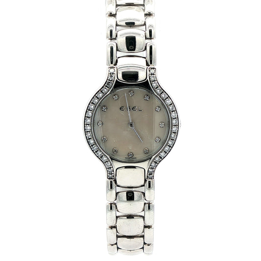 Pre-Owned: Stainless Steel Ebel 'Beluga' Quartz Bracelet Watch With Diamond Set Bezel.