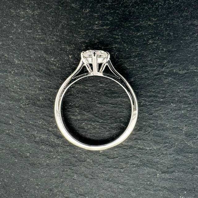 Pre-Owned: Platinum round brilliant cut diamond solitaire ring.