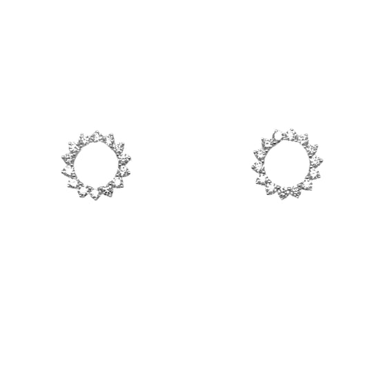 14ct white gold diamond set open circle stud earrings - 0.39ct