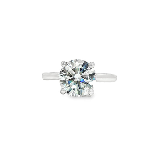LAB GROWN: Platinum Round Brilliant Cut Diamond Solitaire Ring - 3.05ct