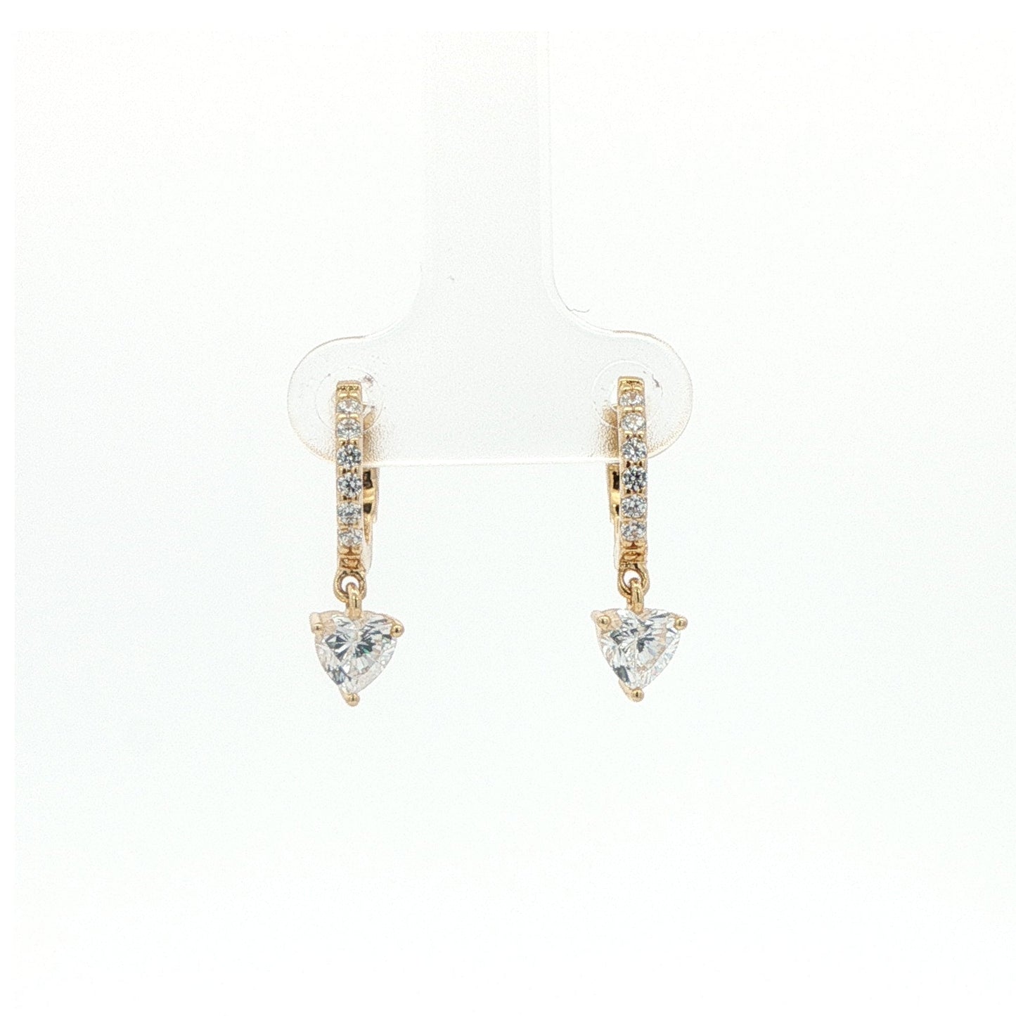 Carat 'Amare' Cubic Zircornia set Gold Plated Hoops With Heart Shaped Drop.
