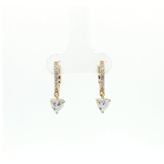 Carat 'Amare' Cubic Zircornia set Gold Plated Hoops With Heart Shaped Drop.