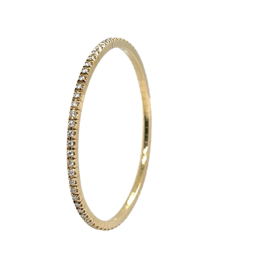 18ct yellow gold brilliant cut diamond flexi bangle - 1.62ct.