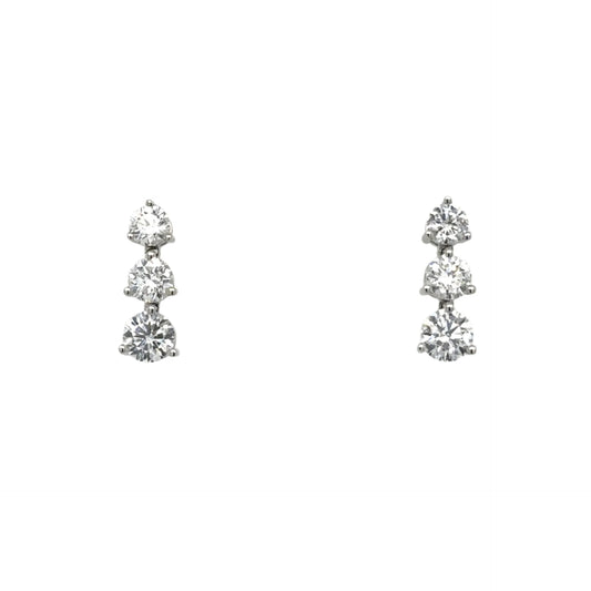 LAB GROWN: 18ct white gold brilliant cut diamond drop earrings - 1.54ct