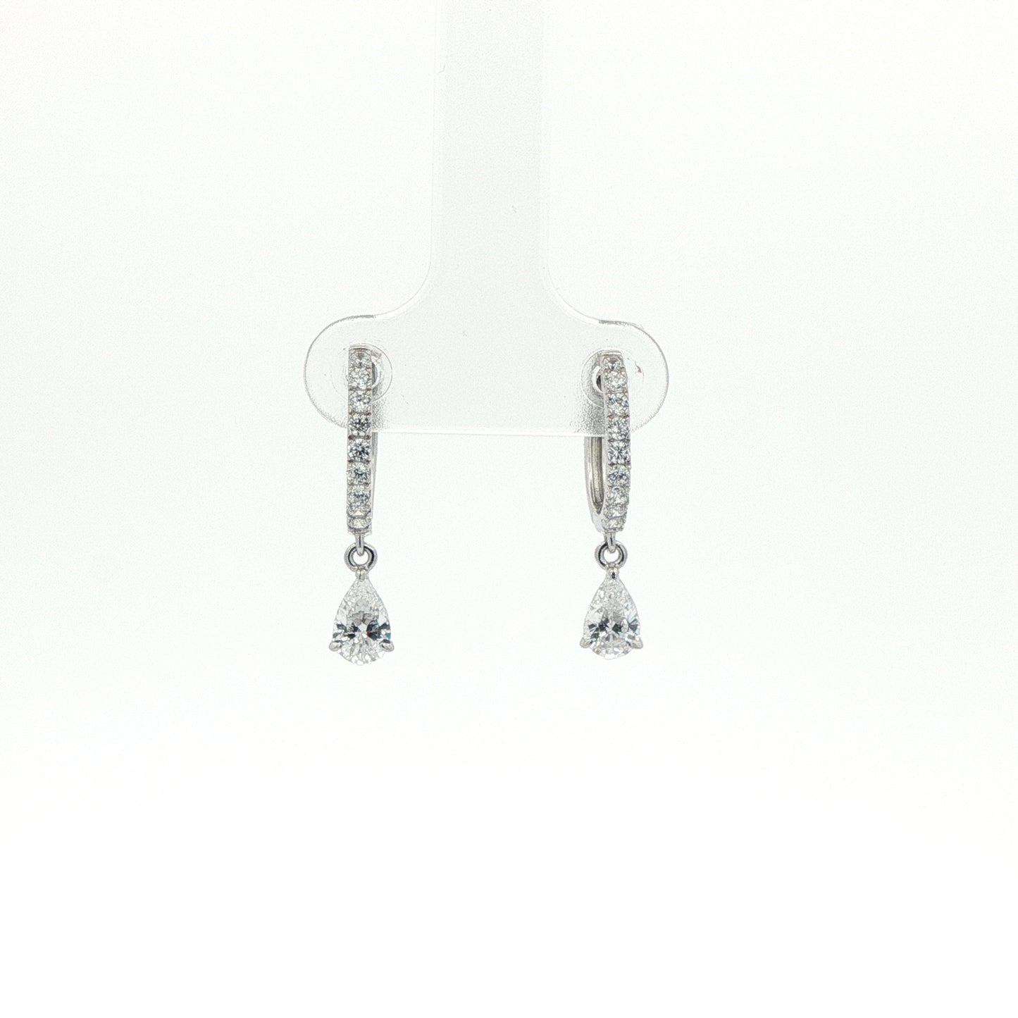 Carat sterling silver 'Leni' micro stone set hoops with pear shape drop earrings.