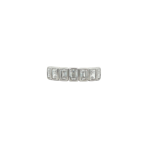 Carat Sterling Silver 'Cassidy' Ring With Emerald Cut Cubic Zircornia Stones In Bezel Setting