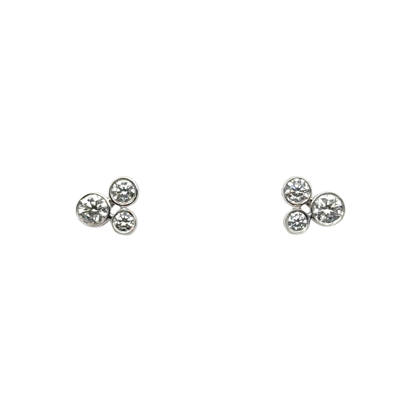 18ct white gold three stone diamond bubble stud earrings - 0.68ct