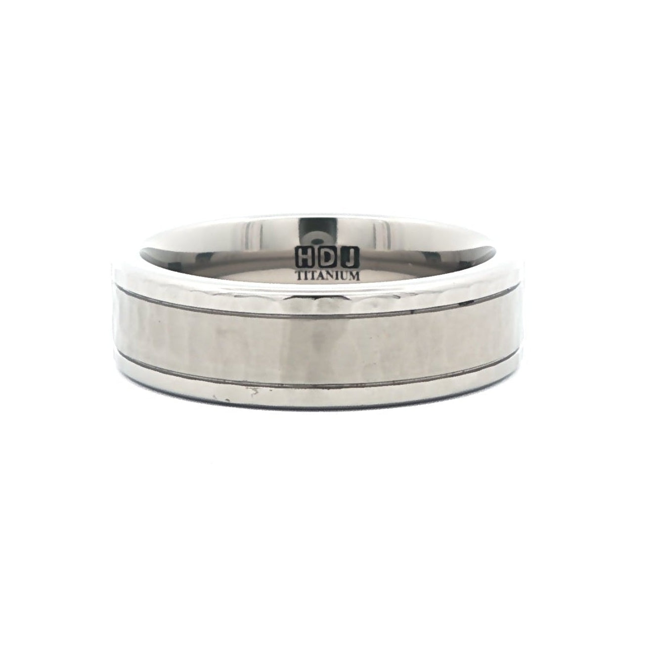 Titanium Flat Court Hammered Effect 'Satin & Polish' Finish 6.0mm to 7.0mm Ring