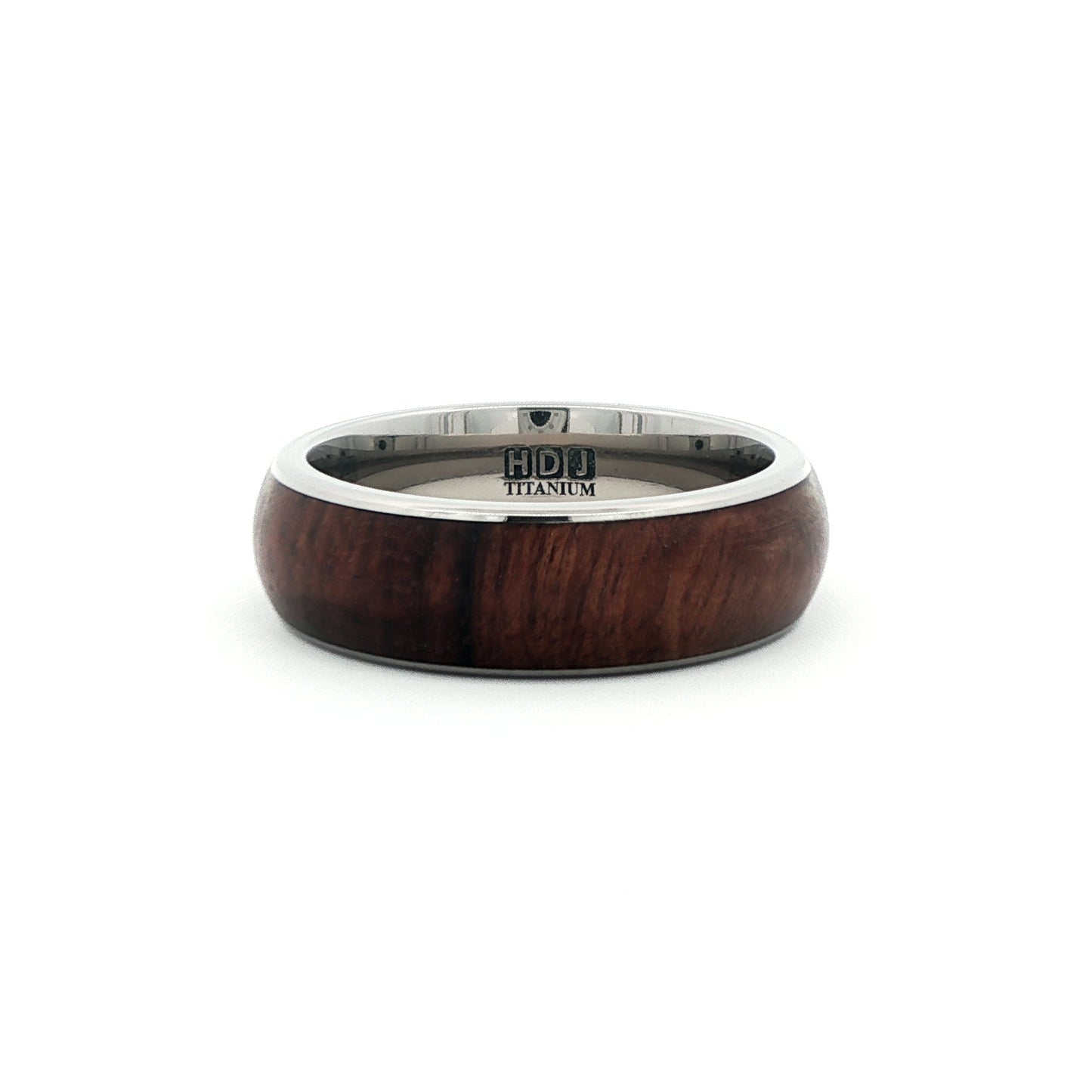 Titanium & Cocobola Wooden Inlay Court 6.0mm to 7.0mm Ring.