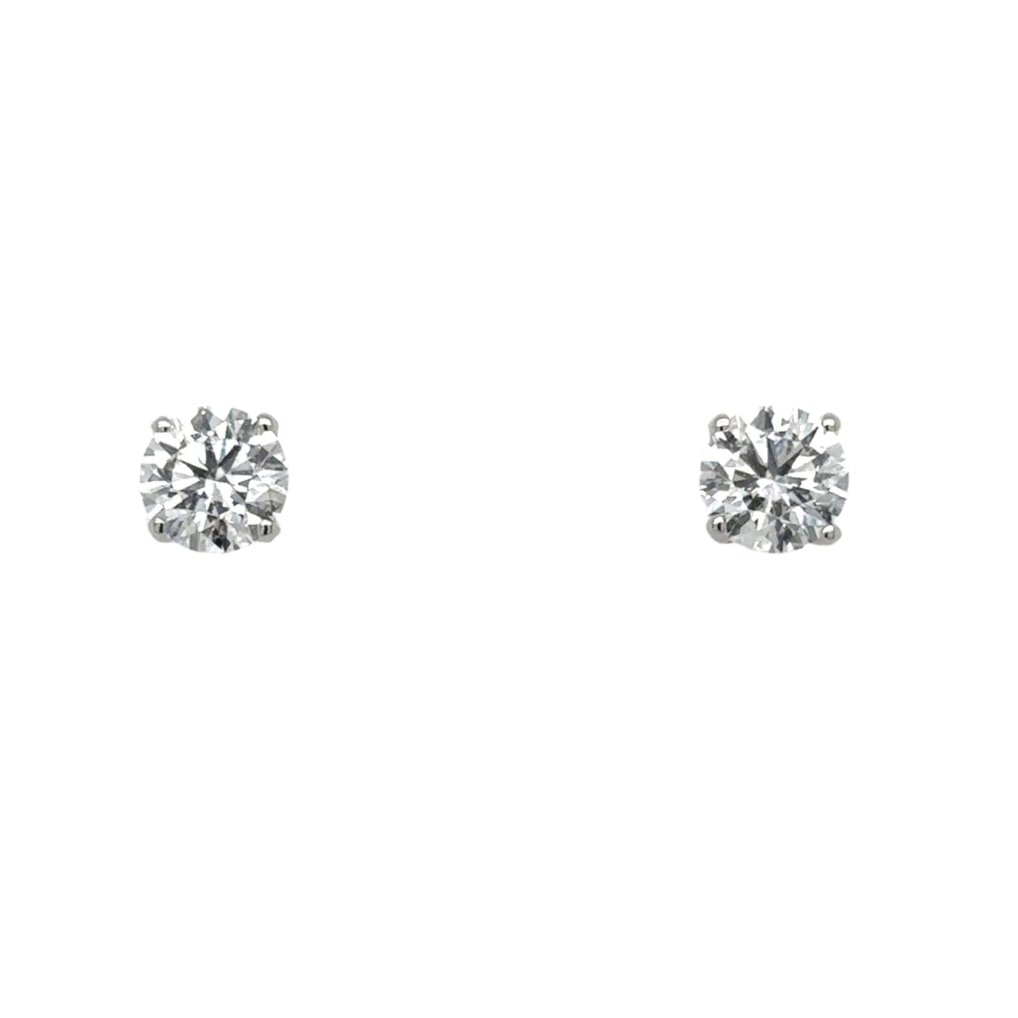 LAB GROWN: 9ct white gold brilliant cut diamond four claw 'Tulip' stud earrings - 2.20ct