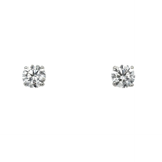 LAB GROWN: 9ct white gold brilliant cut diamond four claw 'Tulip' stud earrings - 2.20ct