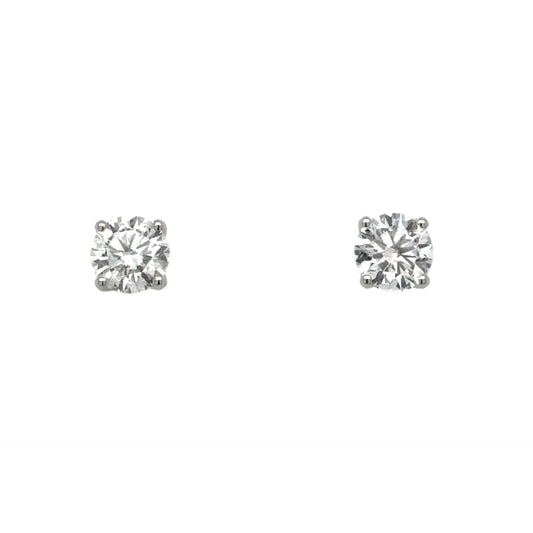 LAB GROWN: 9ct white gold brilliant cut diamond four claw 'Tulip' stud earrings - 3.20ct