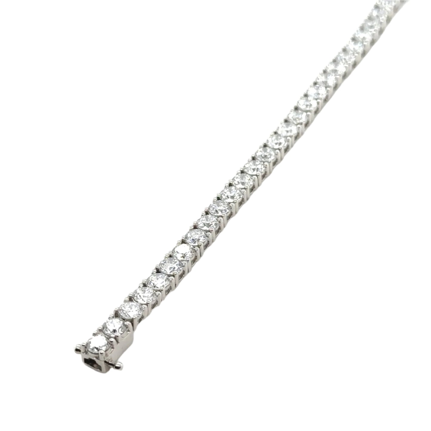 LAB-GROWN: Platinum brilliant cut diamond claw set line bracelet - 9.98ct.