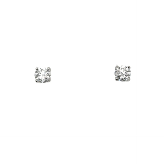 LAB GROWN: Platinum Lab Grown brilliant cut diamond four claw 'Tulip' stud earrings - 1.04ct
